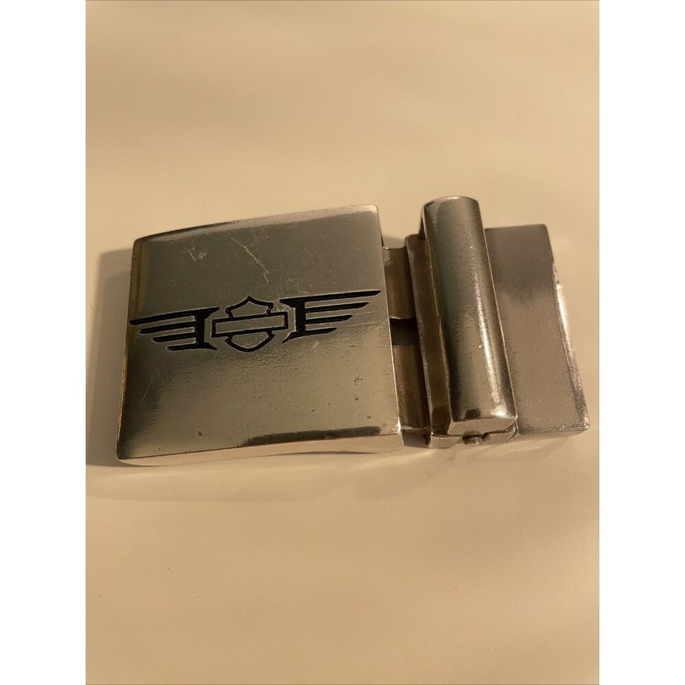 Vintage Harley Davidson Belt Buckle Silver Color With‎ Black Logo